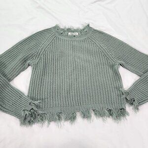 NWOT Oversized Fringe Hem Mint Green Sweater